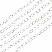 720KSS. Sterling Silver Hammered Oval Shape Chain